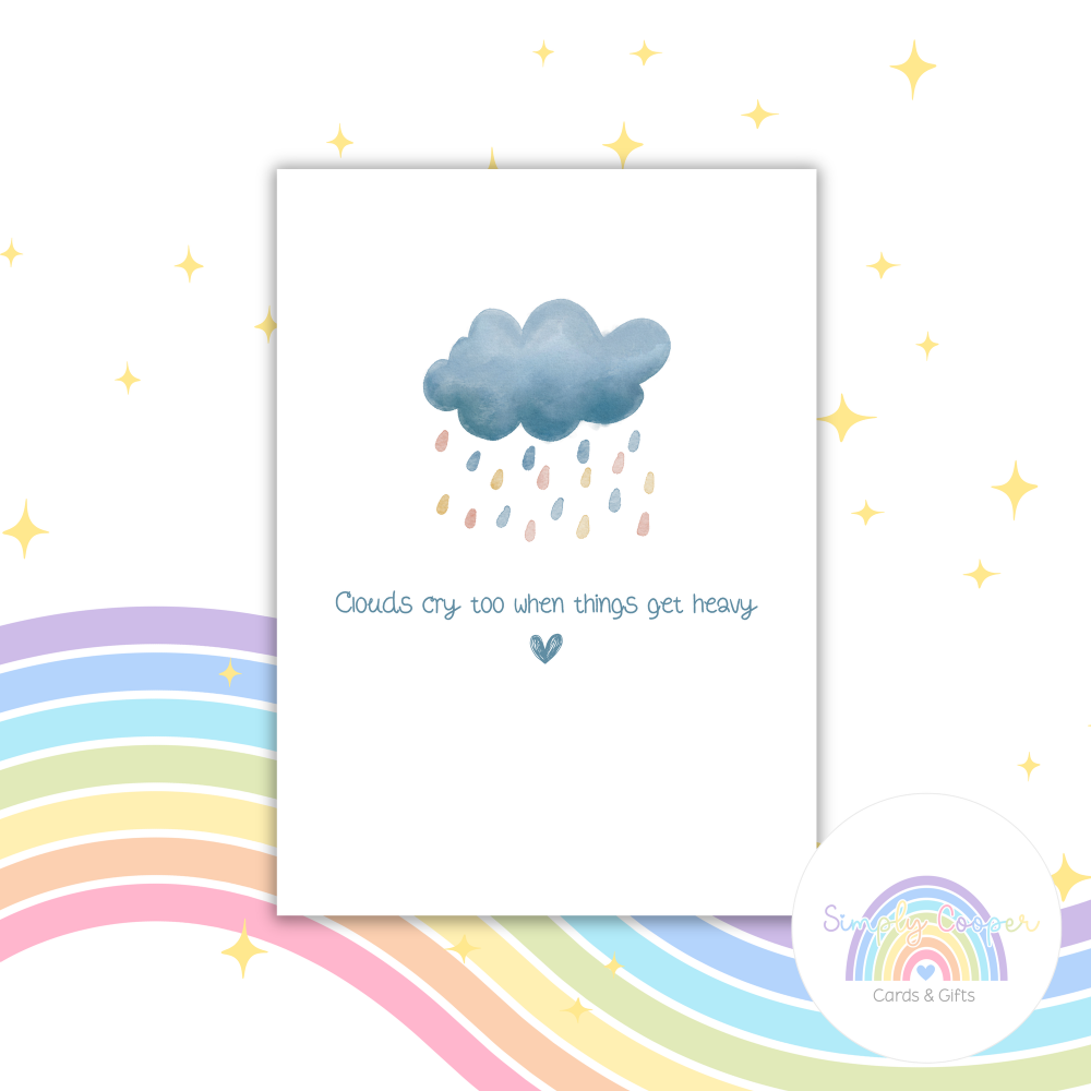 Clouds Cry Too A6 Greeting Card | Blank Inside | Cute Pastel Card | Any Occasion Note Card | Handmade Card