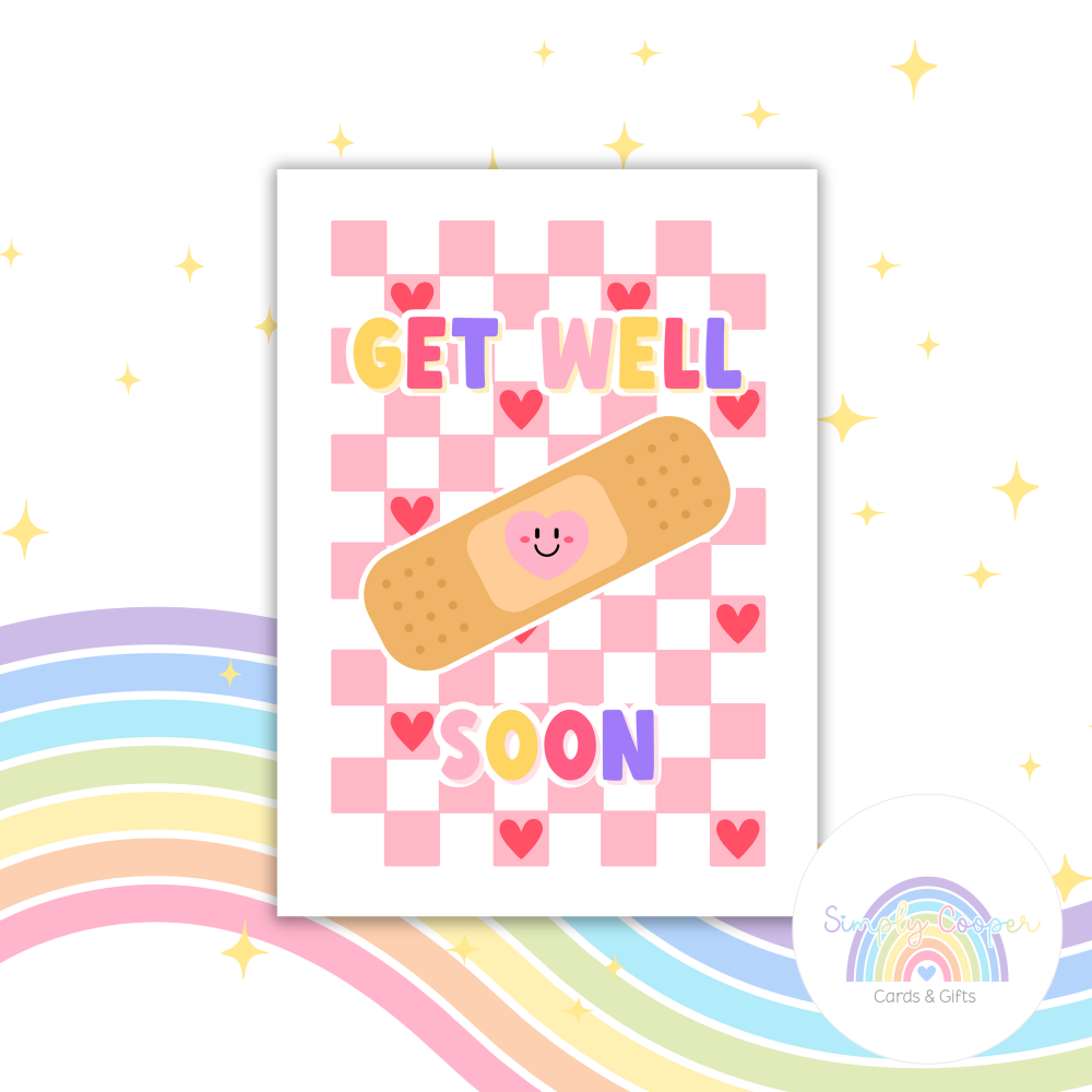 Get Well Soon A6 Greeting Card | Blank Inside | Cute Pastel Card | Any Occasion Note Card | Handmade Card