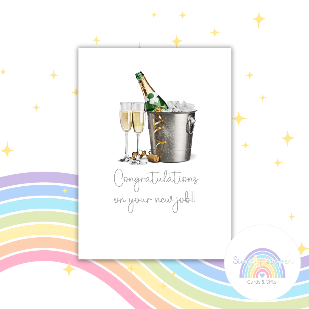 Congratulations On Your New Job A6 Greeting Card | Blank Inside | Cute Pastel Card | Congratulations Card | New Job Card