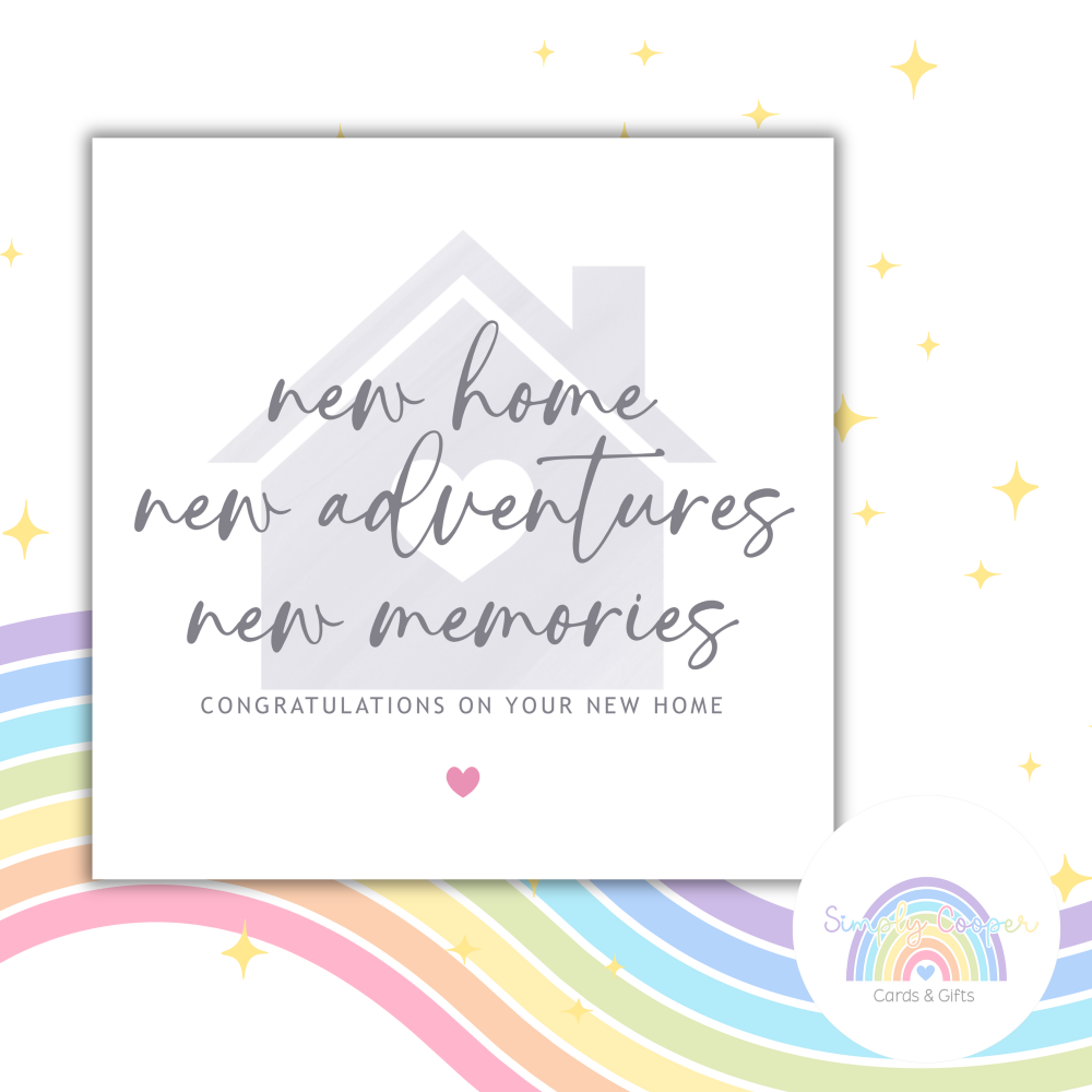New Home Greeting Card | Blank Inside | Cute Card | Congratulations Card | Handmade Card