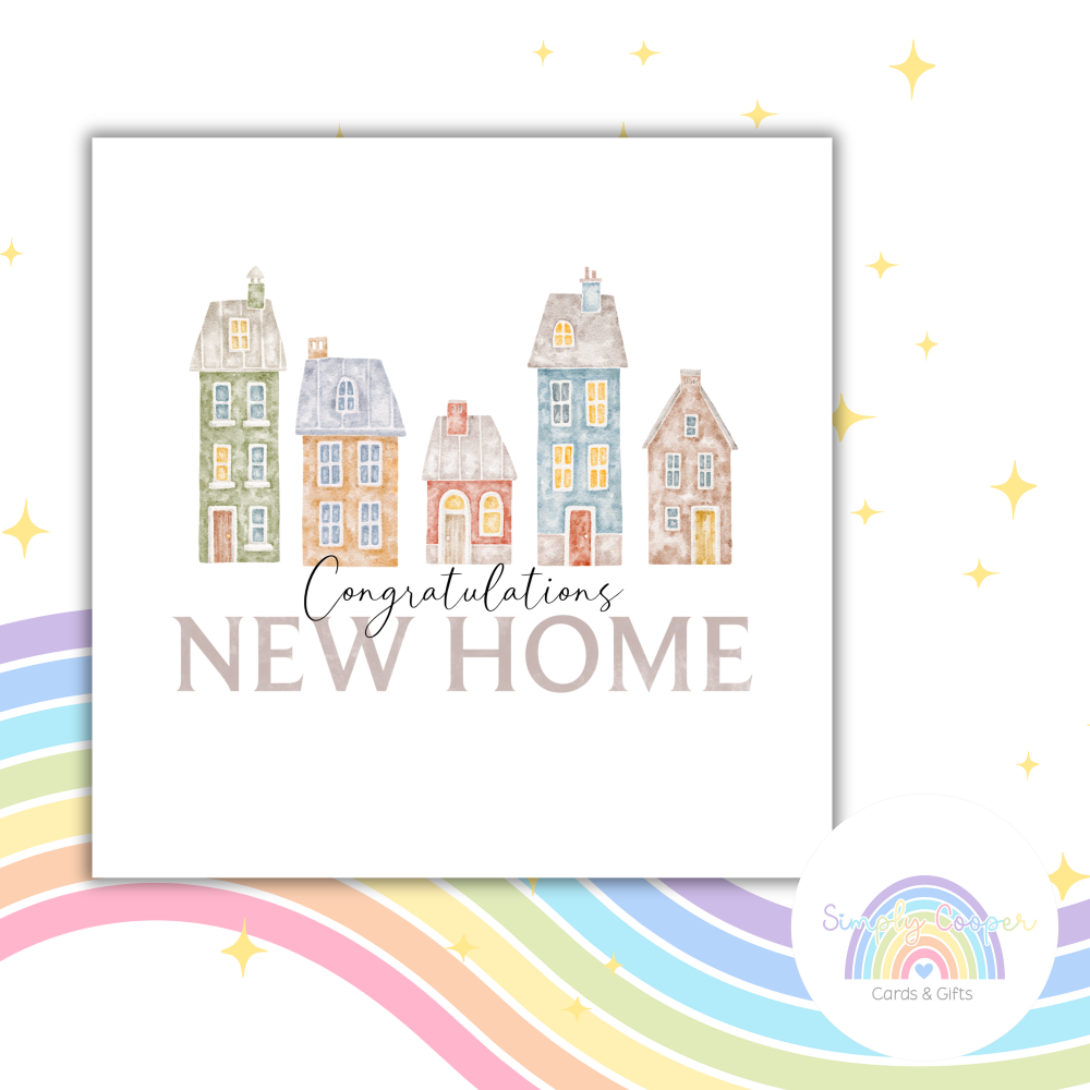 New Home Greeting Card | Blank Inside | Cute Card | Congratulations Card | Handmade Card