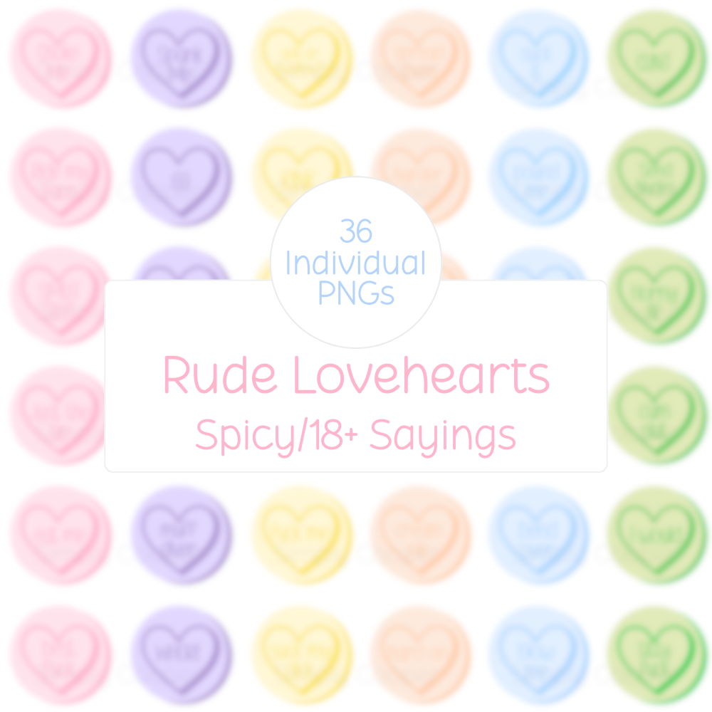 Rude Love Hearts PNG | Spicy 18+ Sayings | Adult Aesthetic Digital Stickers | NSFW Heart Clipart | Instant Download