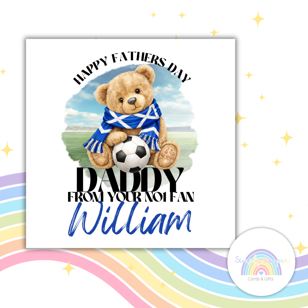 Scotland Fathers Day Football Card | for Dad | Teddy Bear Fan Greeting Card