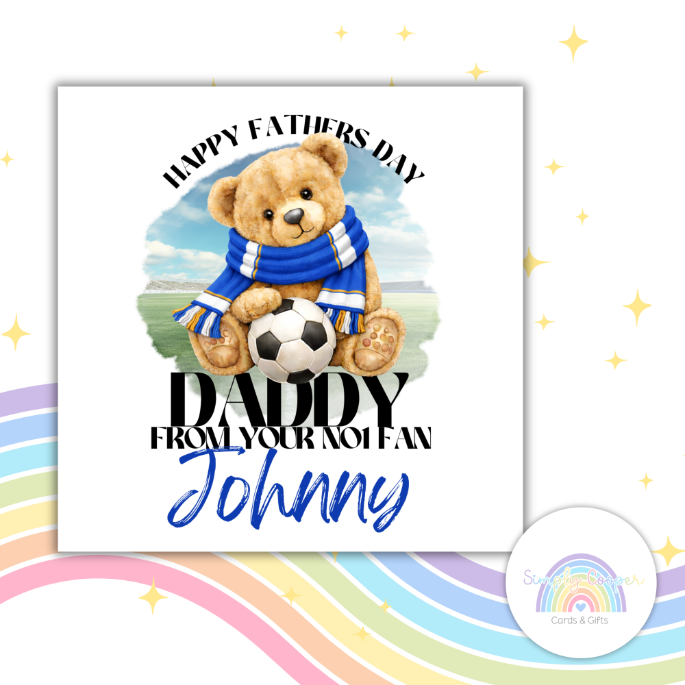Leicester City FC Fathers Day Football Card | for Dad | Teddy Bear Fan Greeting Card