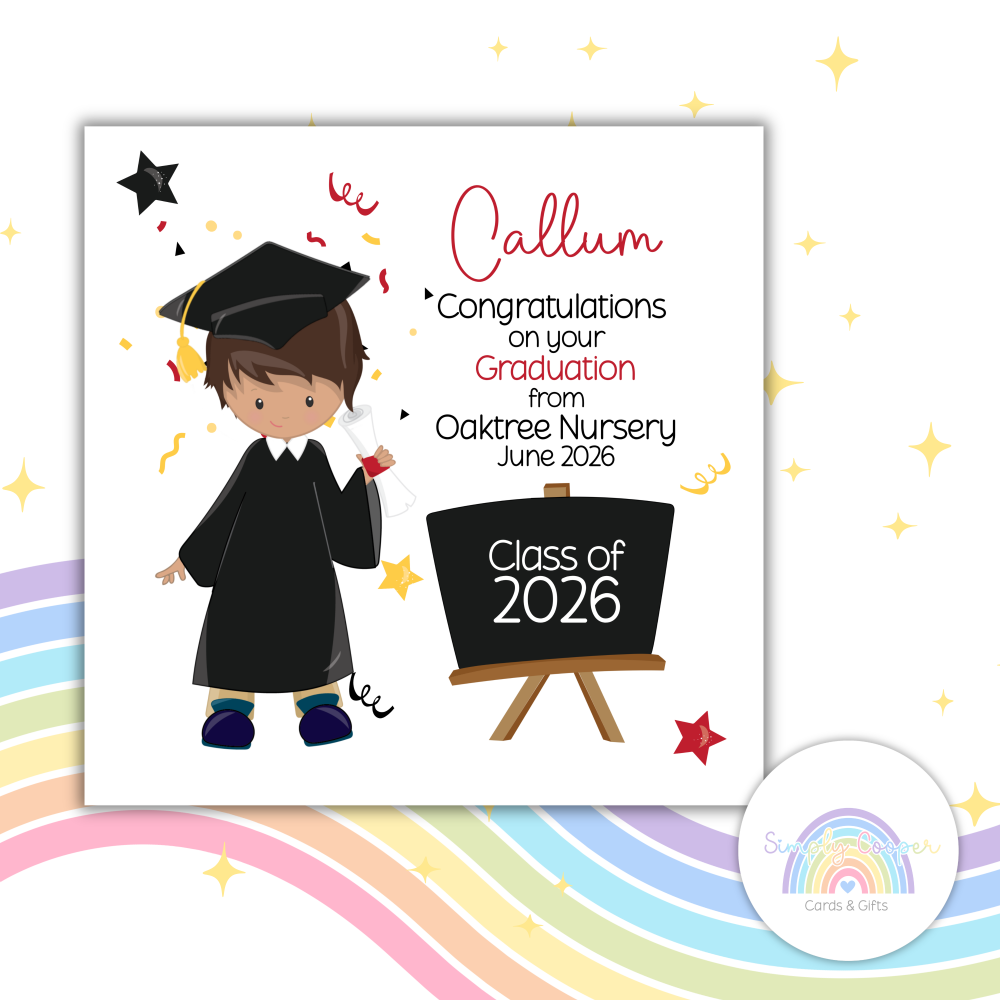 Personalised Boys Graduation Card | Nursery, Preschool Class of 2026