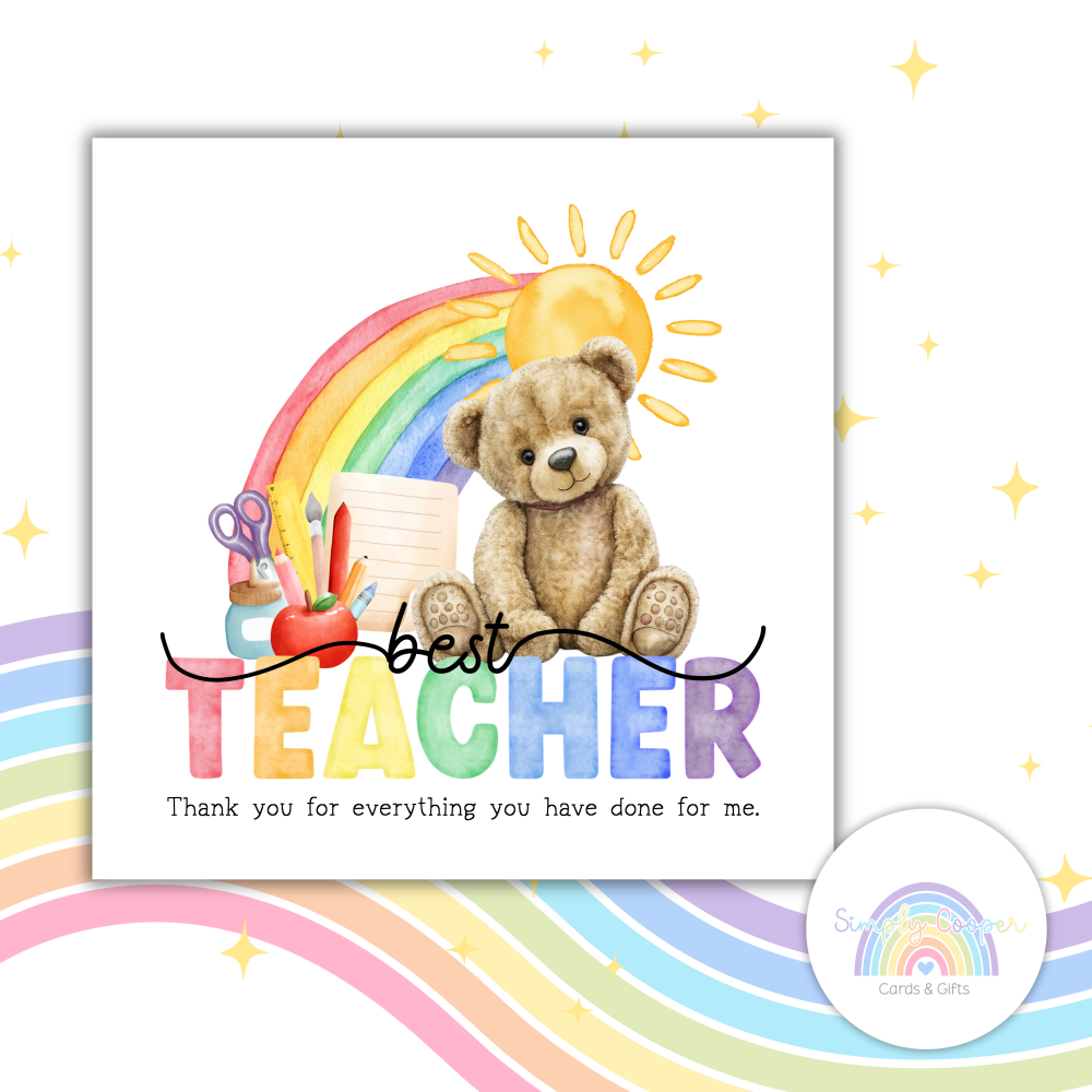 Thank You Teacher Greetings Card | Preschool Leaver School 2026 | End Of Term Appreciation