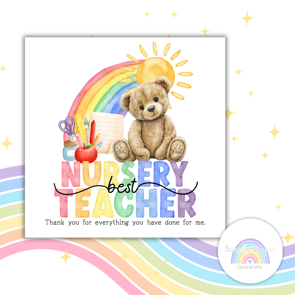 Thank You Nursery Teacher Greetings Card | Preschool Leaver School 2026 | End Of Term Appreciation