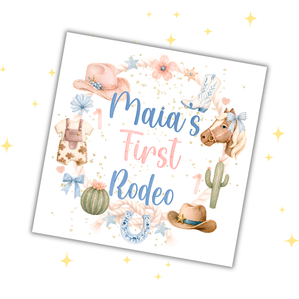 My First Rodeo 1st Birthday Card | Cowgirl Party