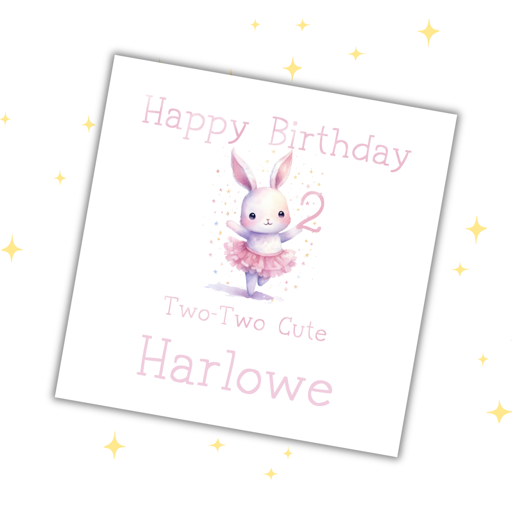 Personalised Bunny Ballerina Birthday Card