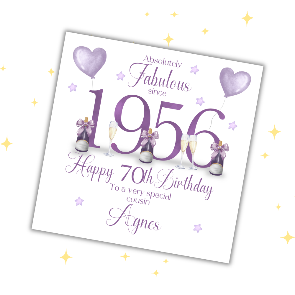 Personalised 70th Birthday Card for Her | Fabulous Since 1956