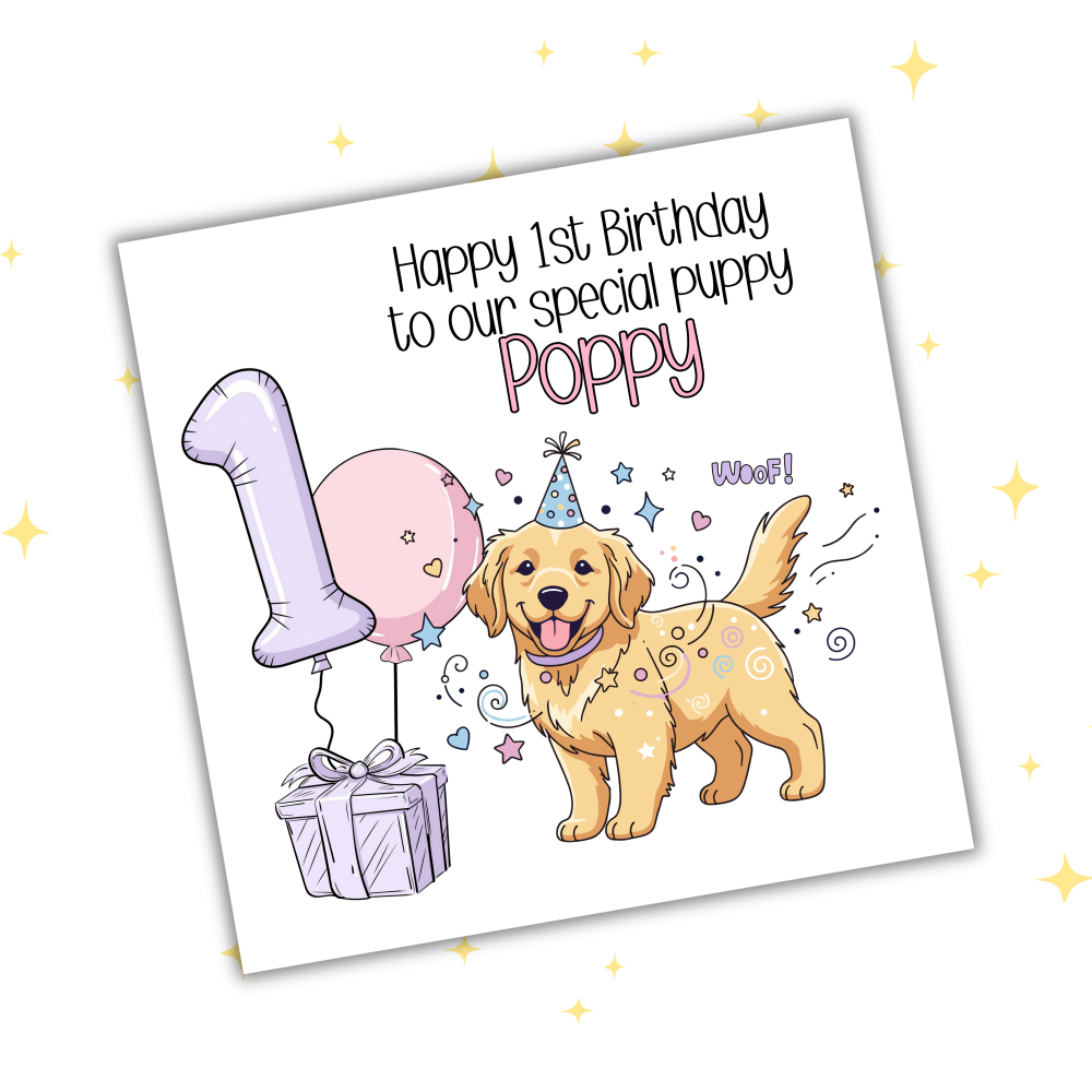 Personalized Dog Birthday Card | Custom Puppy | Choose from 30 Dog Breeds | Fur Baby Greeting Card