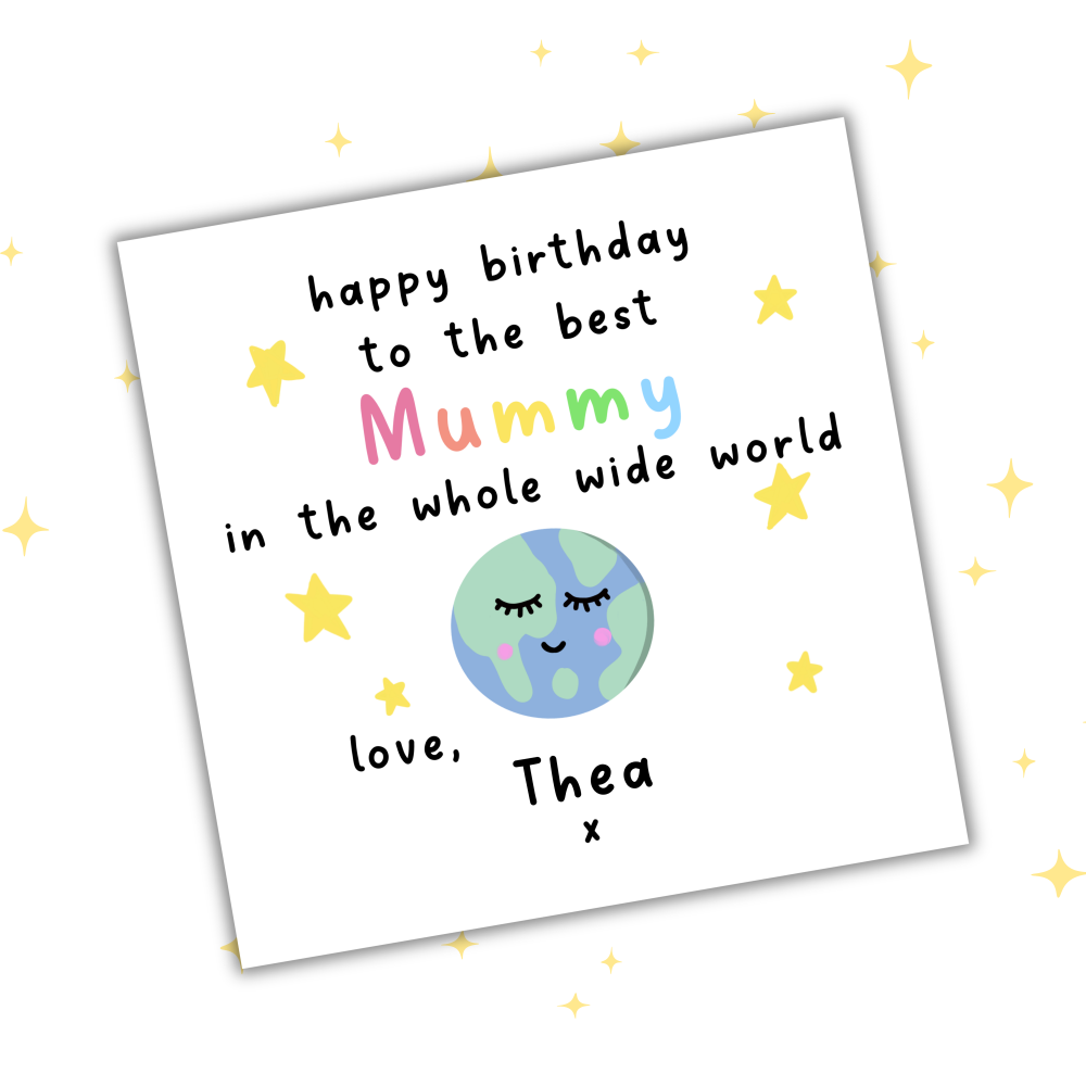 Personalised Birthday Card for Mum, Dad, Granny, Grandad | Custom Family Birthday Card from Child | Cute Rainbow Design