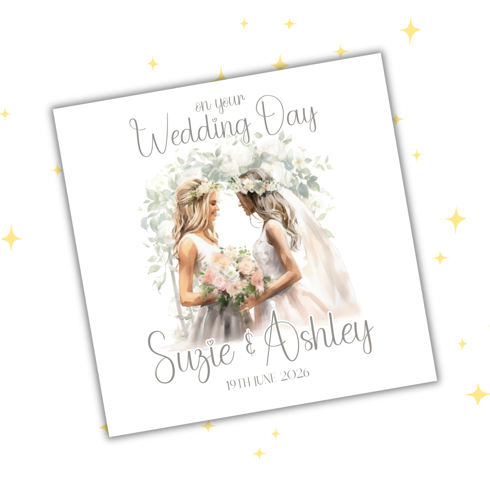 Personalised Wedding Card | Custom Bride & Bride Card | Keepsake