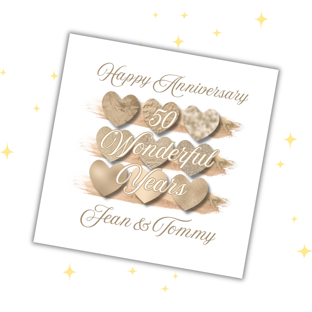 Personalised Anniversary Card | Gold 50 Years