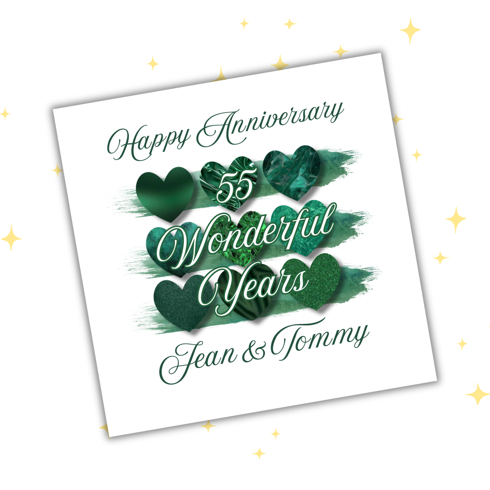 Personalised Anniversary Card | Emerald 55 Years
