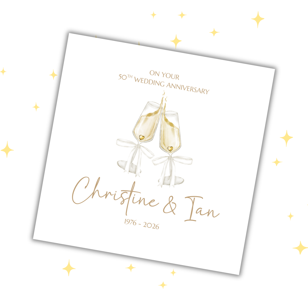 Personalised Anniversary Card | Gold 50 Years