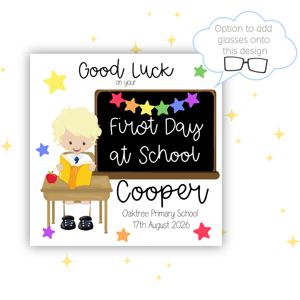 Boys Personalised First Day at School Card