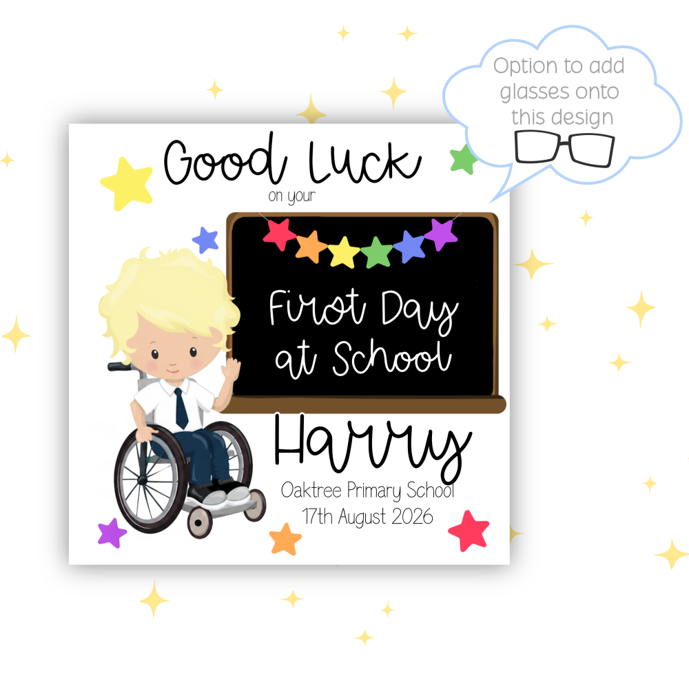 Boys Personalised First Day at School Card | Inclusive