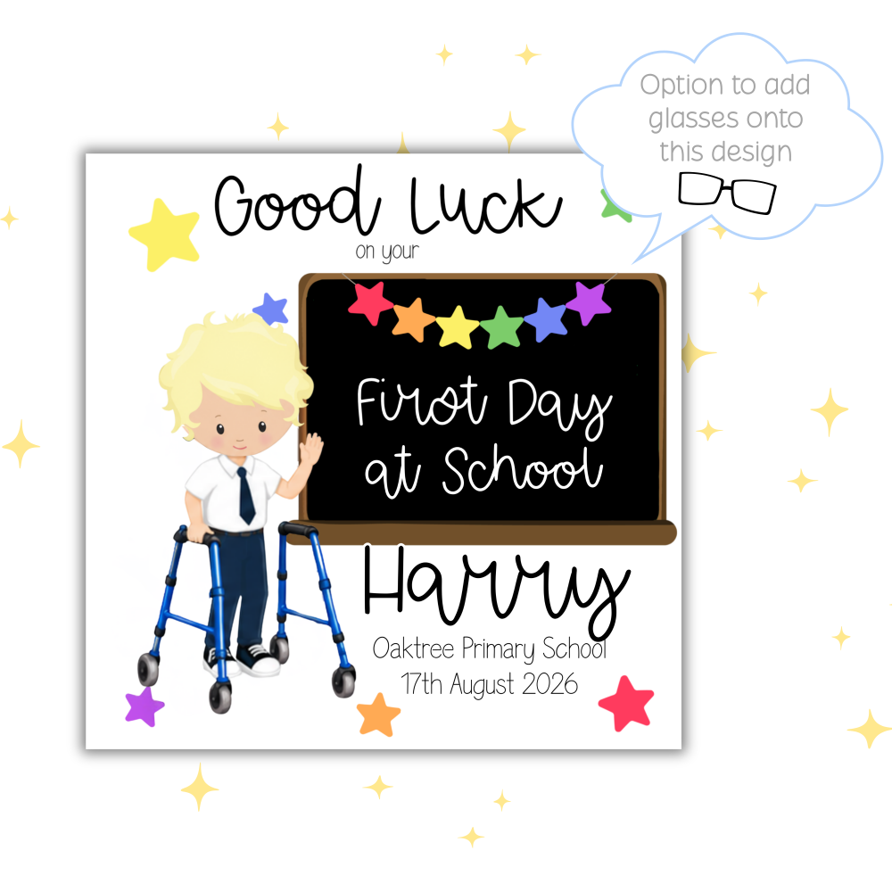 Boys Personalised First Day at School Card | Inclusive