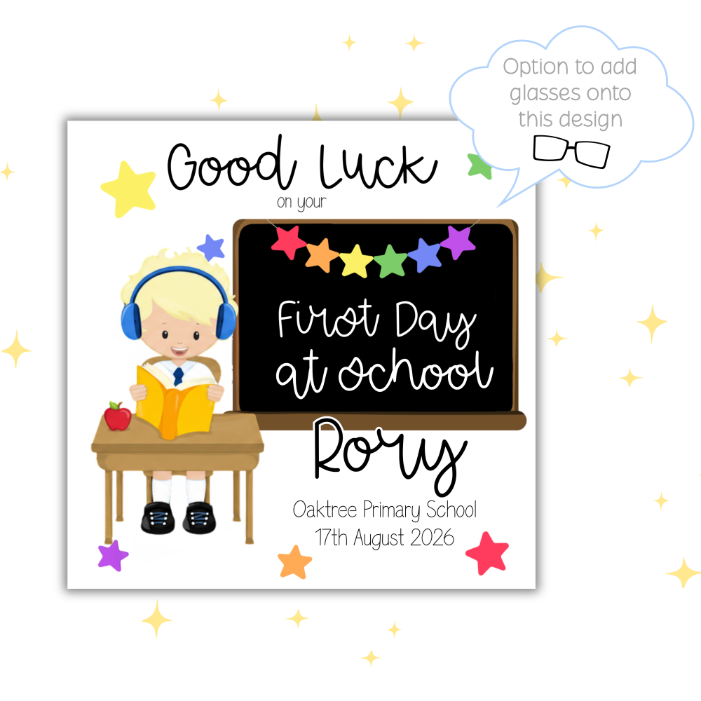 Boys Personalised First Day at School Card | Inclusive