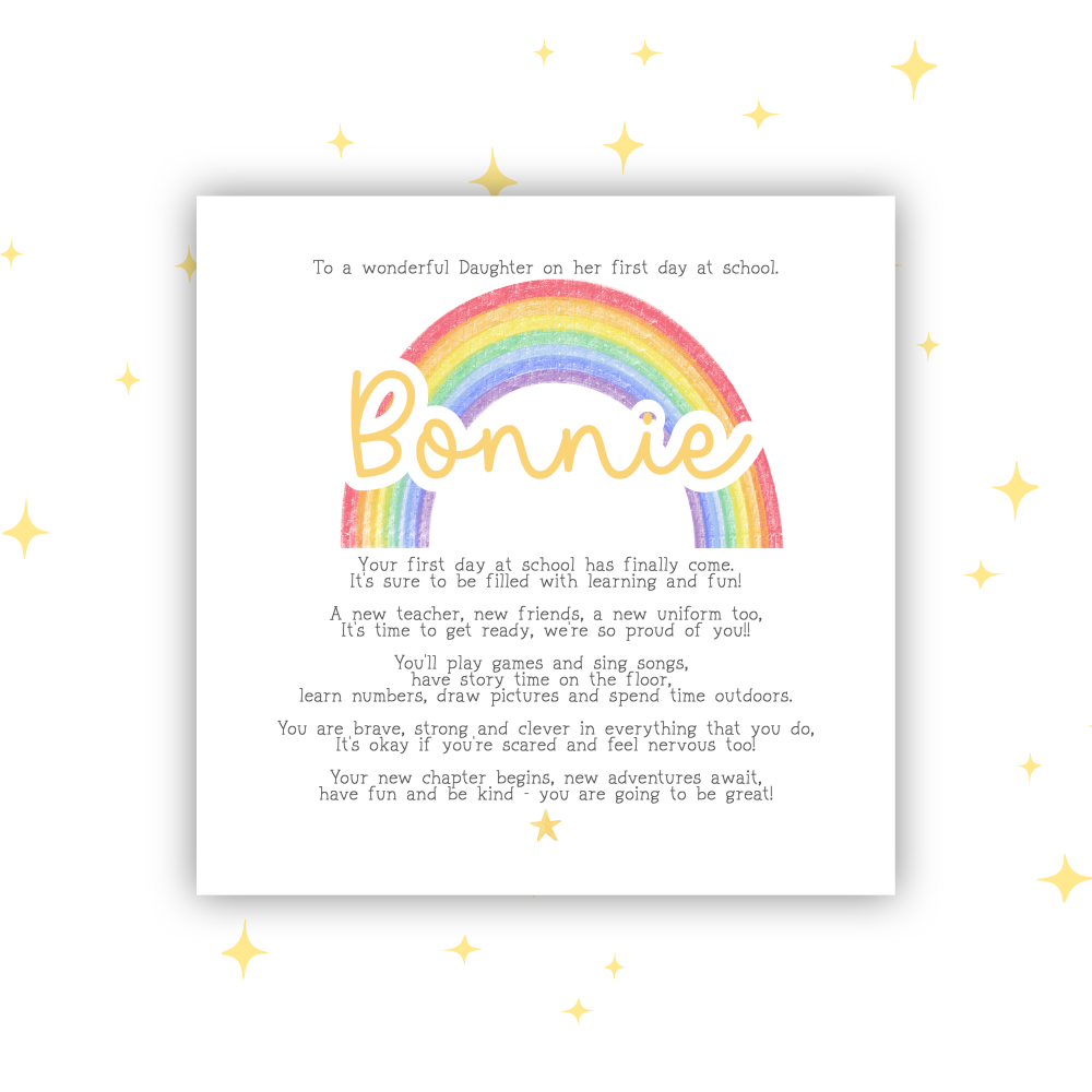 Personalised First Day at School Card