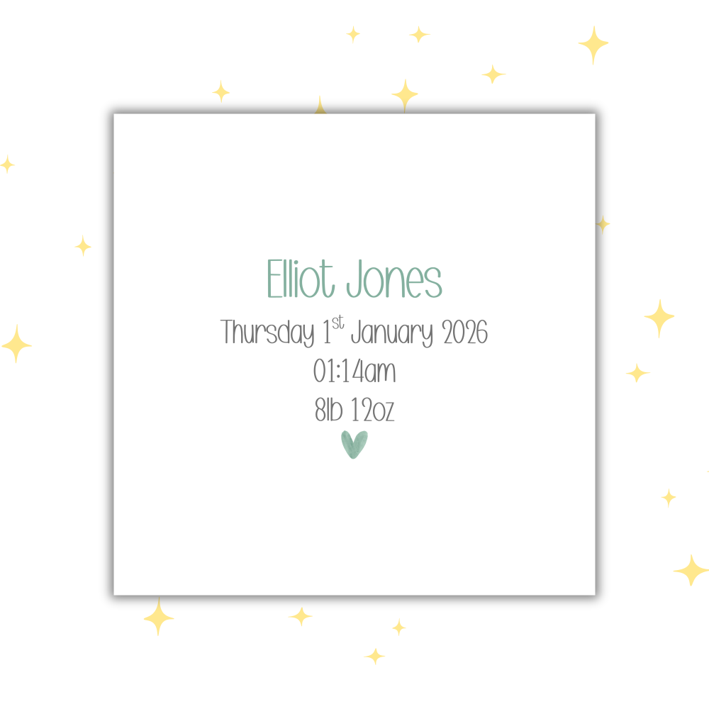PERSONALISED NEW BABY CARD | SELECT FROM 4 DIFFERENT COLOUR OPTIONS