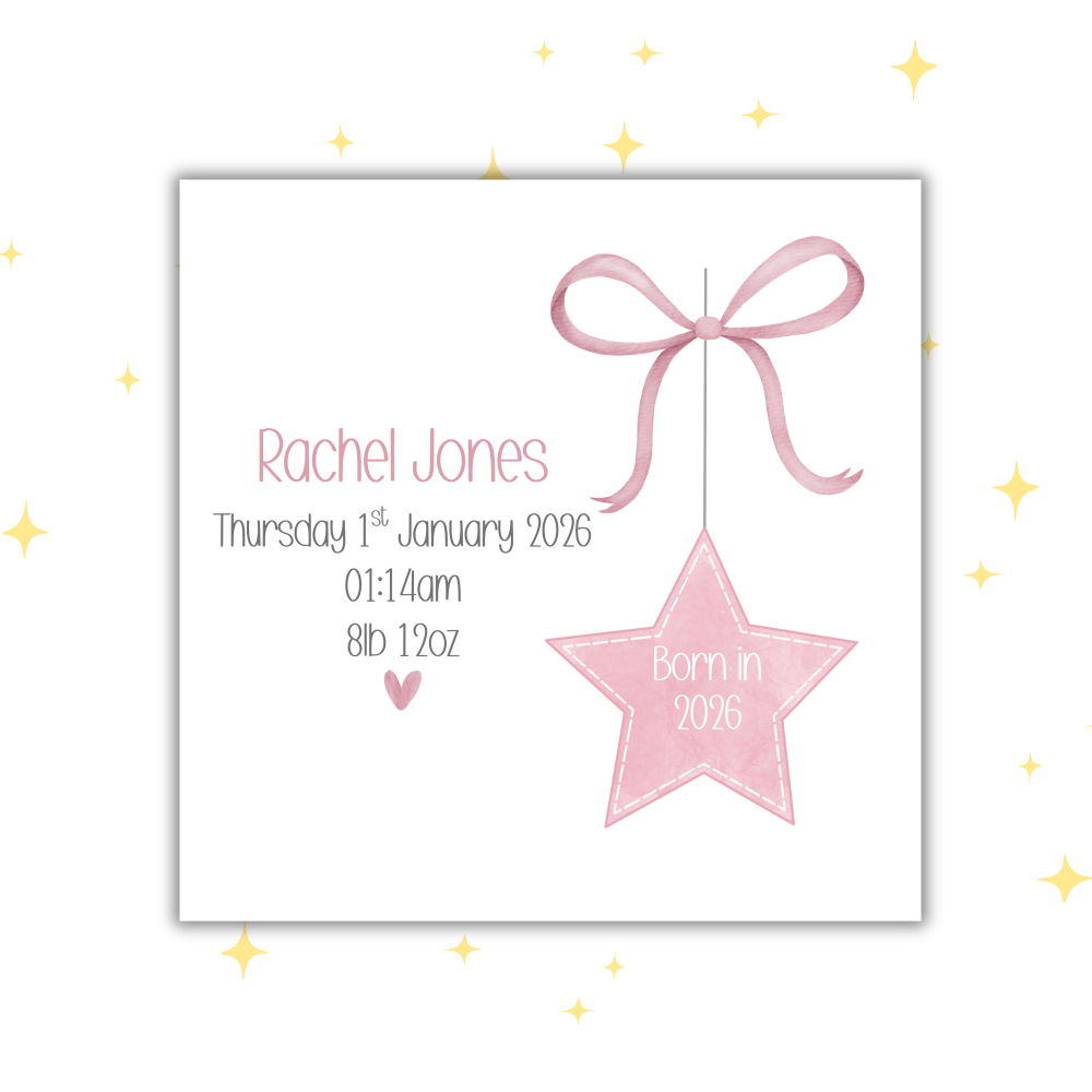 PERSONALISED NEW BABY CARD | SELECT FROM 4 DIFFERENT COLOUR OPTIONS