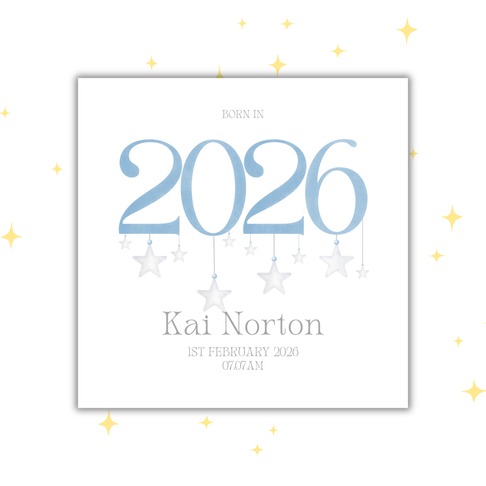 PERSONALISED NEW BABY CARD | SELECT FROM 4 DIFFERENT COLOUR OPTIONS