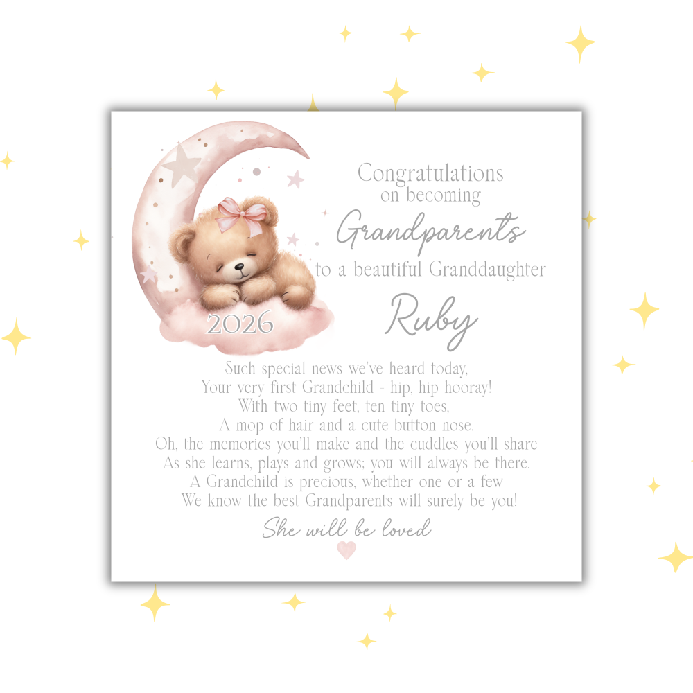 PERSONALISED NEW BABY GRANDDAUGHTER CARD