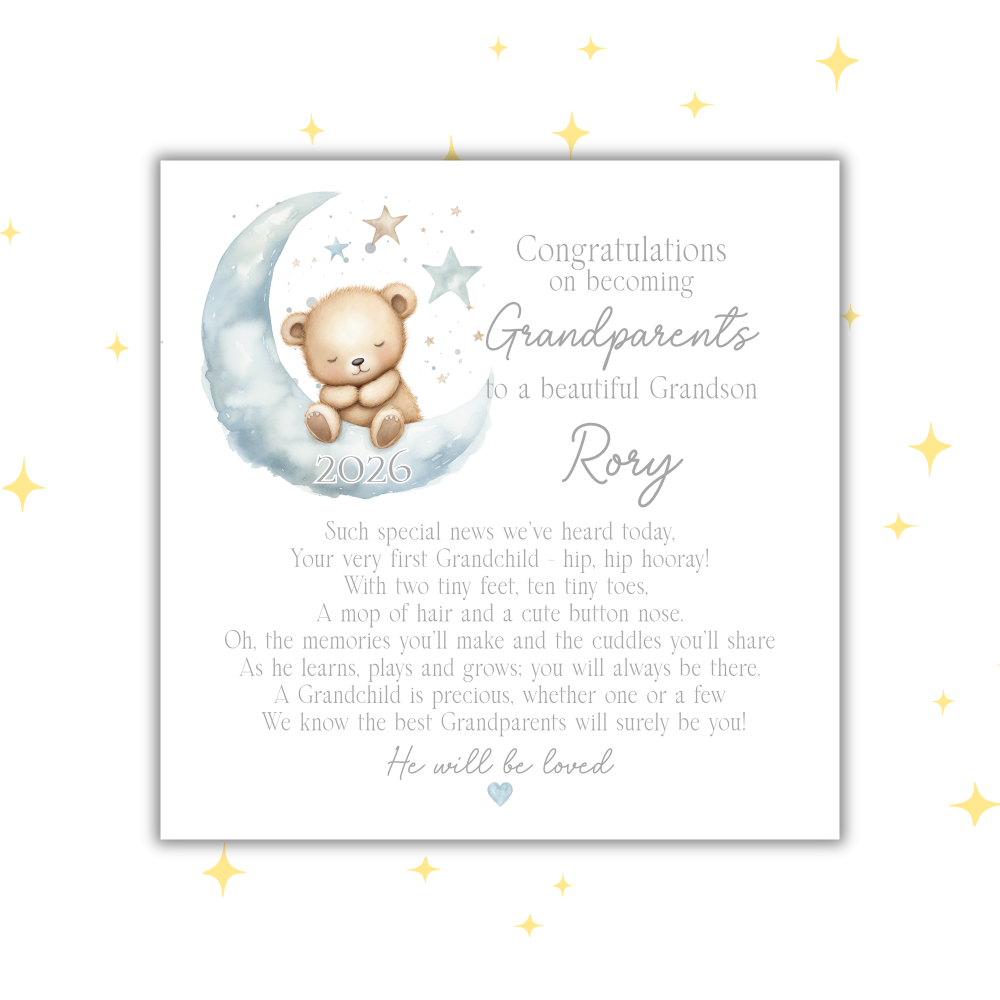 PERSONALISED NEW BABY GRANDSON CARD