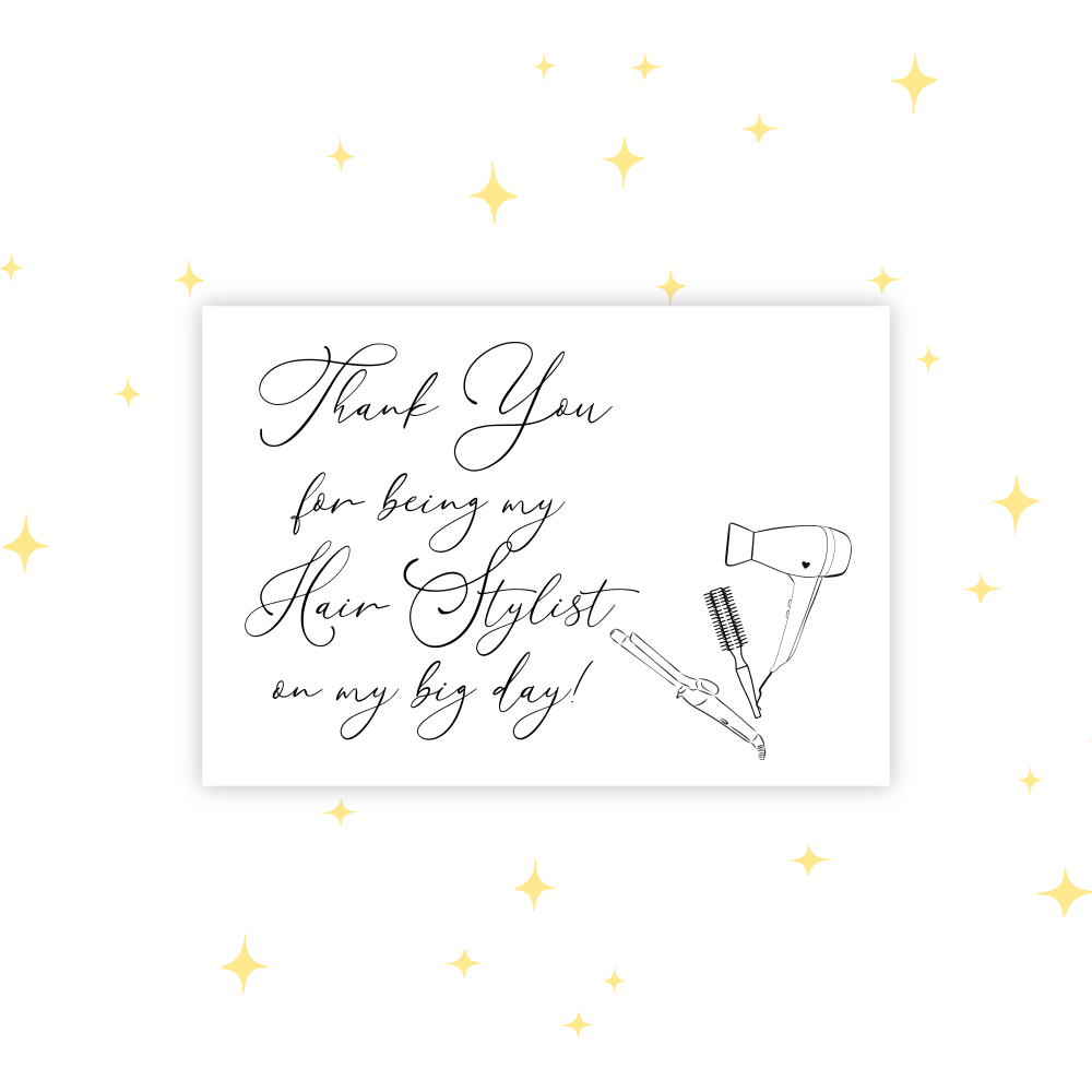 HAIR STYLIST THANK YOU CARD | WEDDING VENDOR