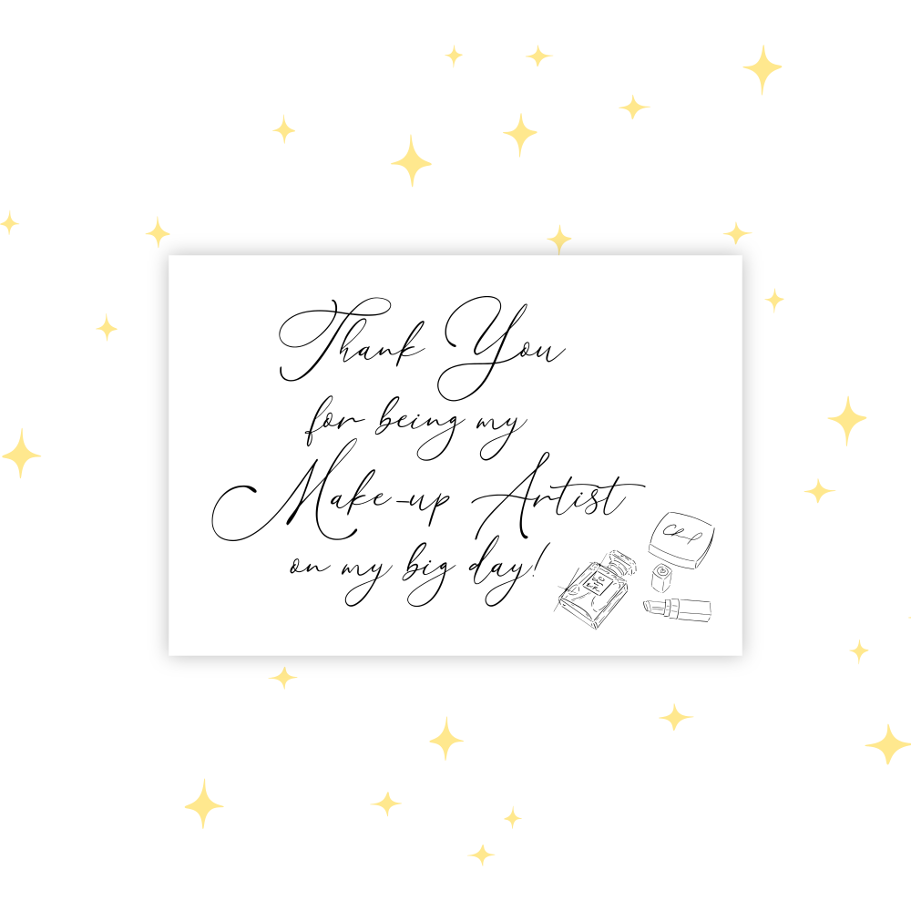 MAKE UP ARTIST THANK YOU CARD | WEDDING VENDOR