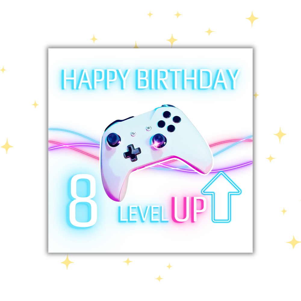 NEON GAMING AGE BIRTHDAY CARD | GREETINGS CARD