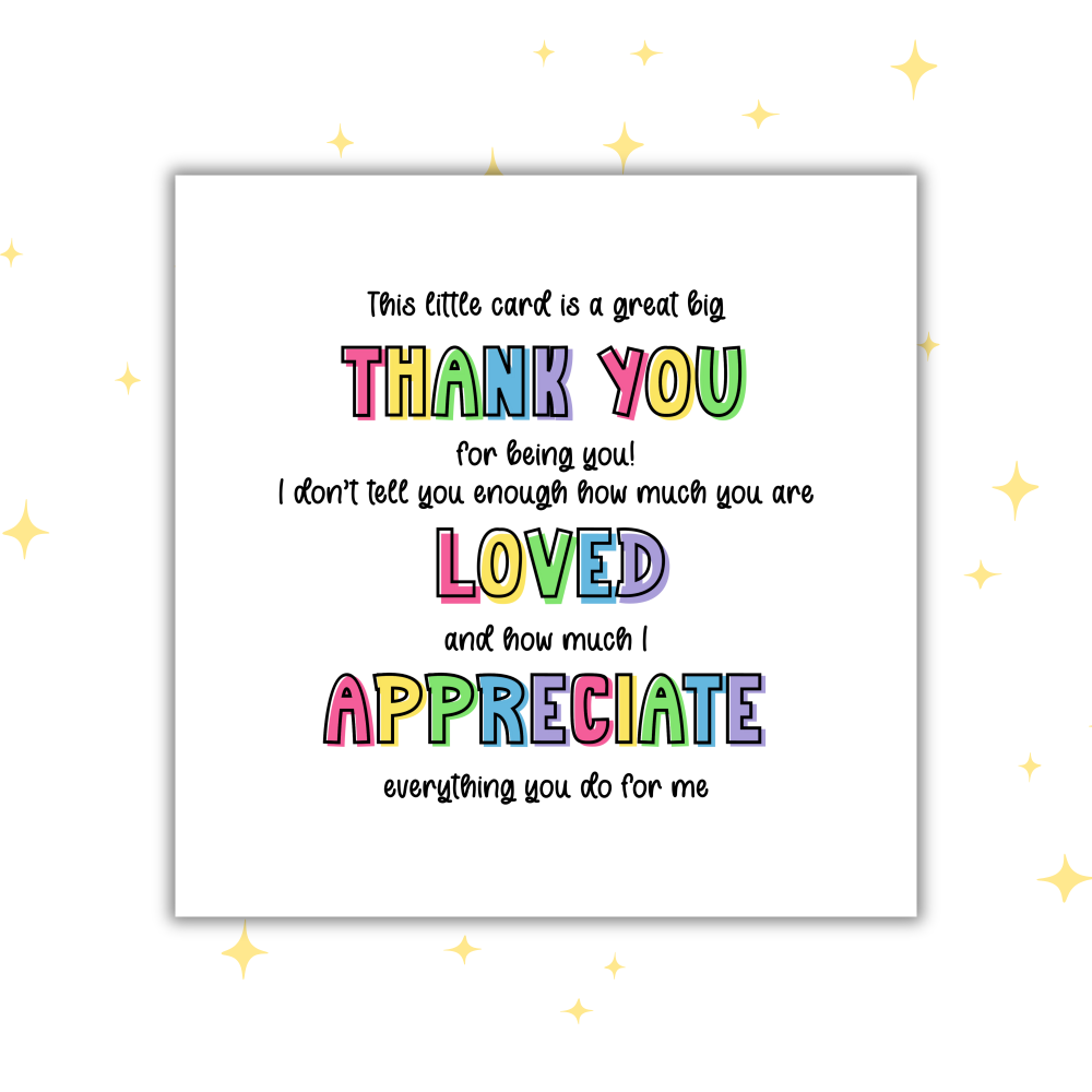 Big Thank You Card | Appreciation Card | Loved and Appreciated Quote Card