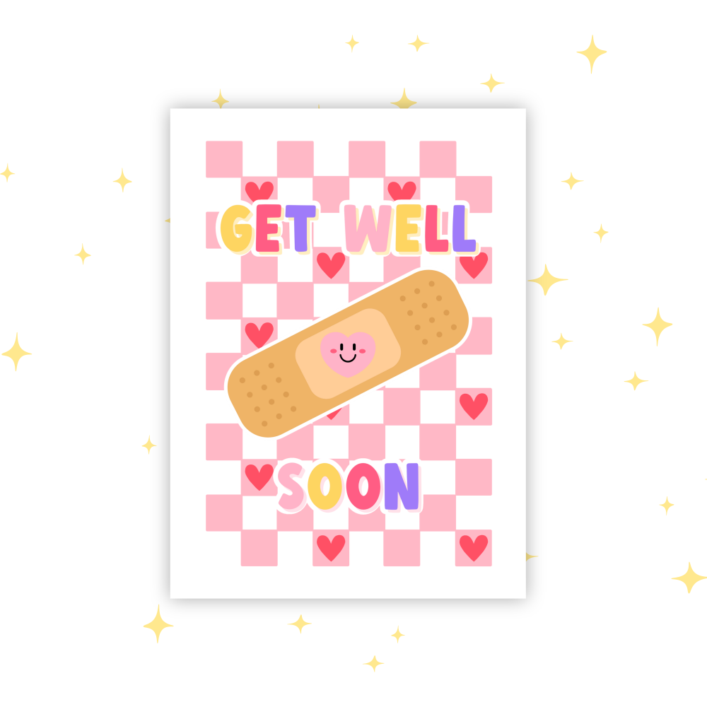 Get Well Soon A6 Greeting Card | Blank Inside | Cute Pastel Card | Any Occasion Note Card | Handmade Card
