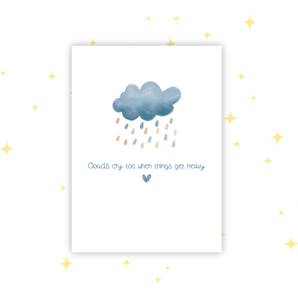 Clouds Cry Too A6 Greeting Card | Blank Inside | Cute Pastel Card | Any Occasion Note Card | Handmade Card