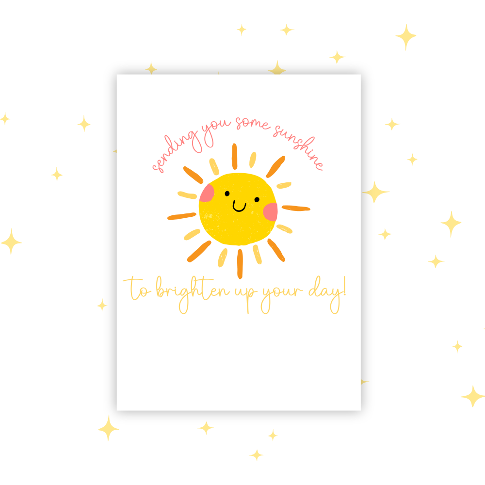 Sending You Some Sunshine A6 Greeting Card | Blank Inside | Cute Pastel Card | Any Occasion Note Card | Handmade Card