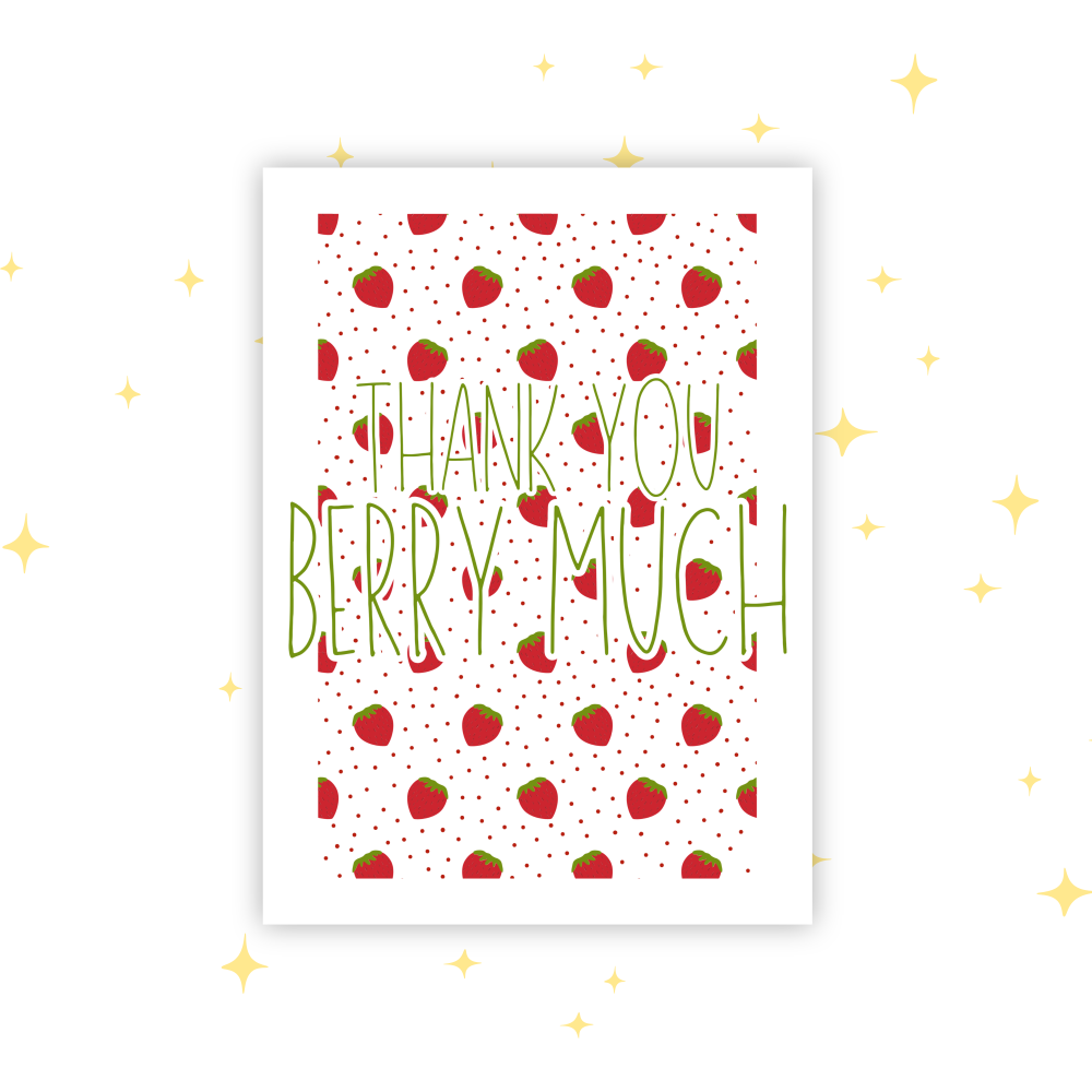 Thank You Berry Much A6 Greeting Card | Blank Inside | Cute Pastel Card | Any Occasion Note Card | Handmade Card