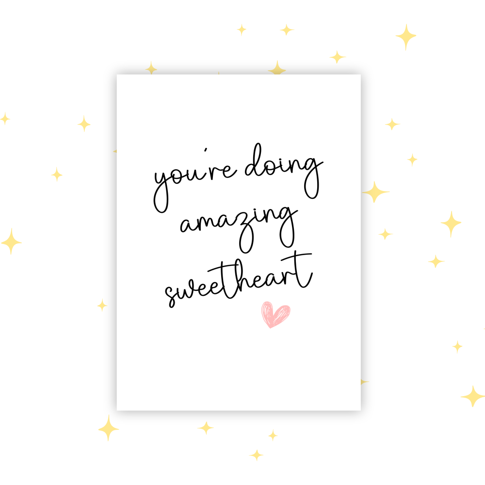 You&rsquo;re Doing Amazing Sweetheart A6 Greeting Card | Blank Inside | Cute Pastel Card | Any Occasion Note Card | Handmade Card
