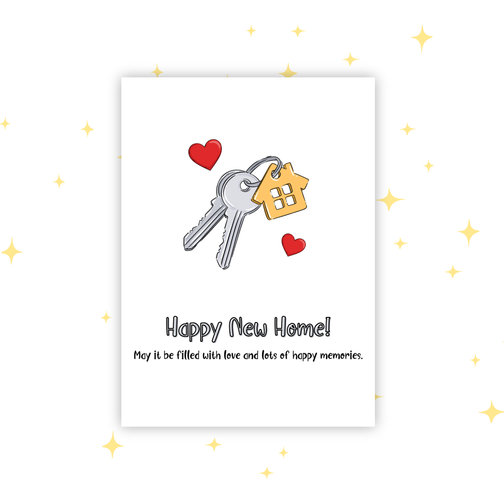 New Home A6 Greeting Card | Blank Inside | Cute Pastel Card | Congratulations Card | Handmade Card
