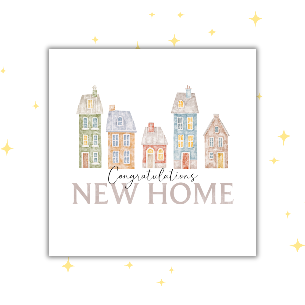 New Home Greeting Card | Blank Inside | Cute Card | Congratulations Card | Handmade Card