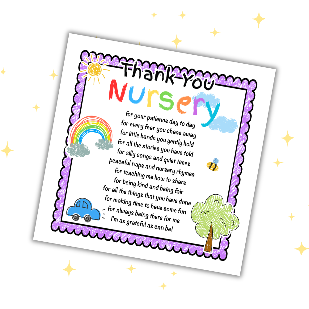 Thank You Nursery Greetings Card | Preschool Leaver School 2026 | End Of Term Appreciation