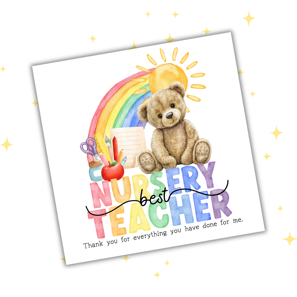 Thank You Nursery Teacher Greetings Card | Preschool Leaver School 2026 | End Of Term Appreciation