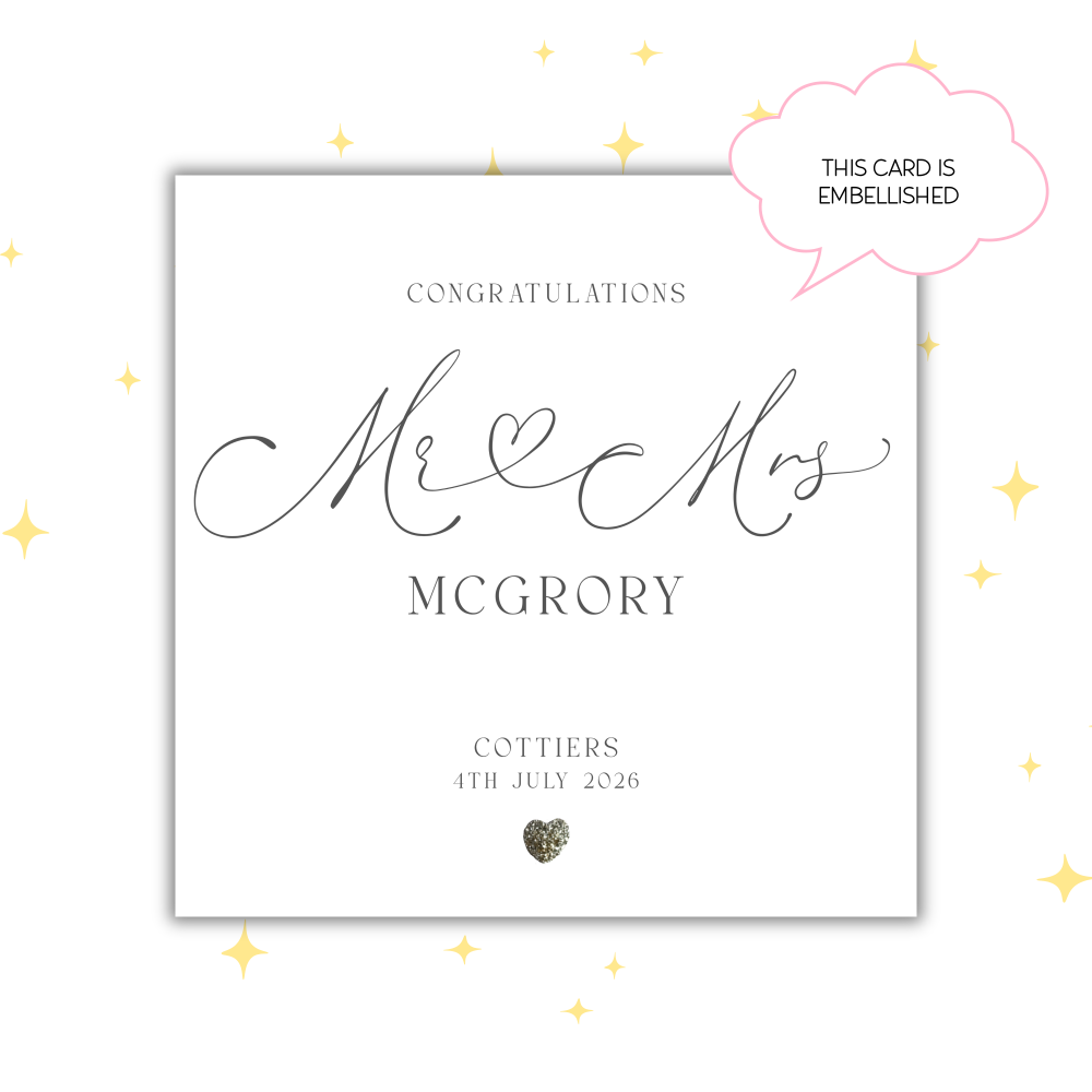 Personalised Wedding Card | Custom Bride & Groom Card | Keepsake