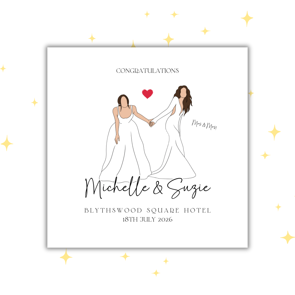 Personalised Wedding Card | Custom Bride & Bride Card | Keepsake