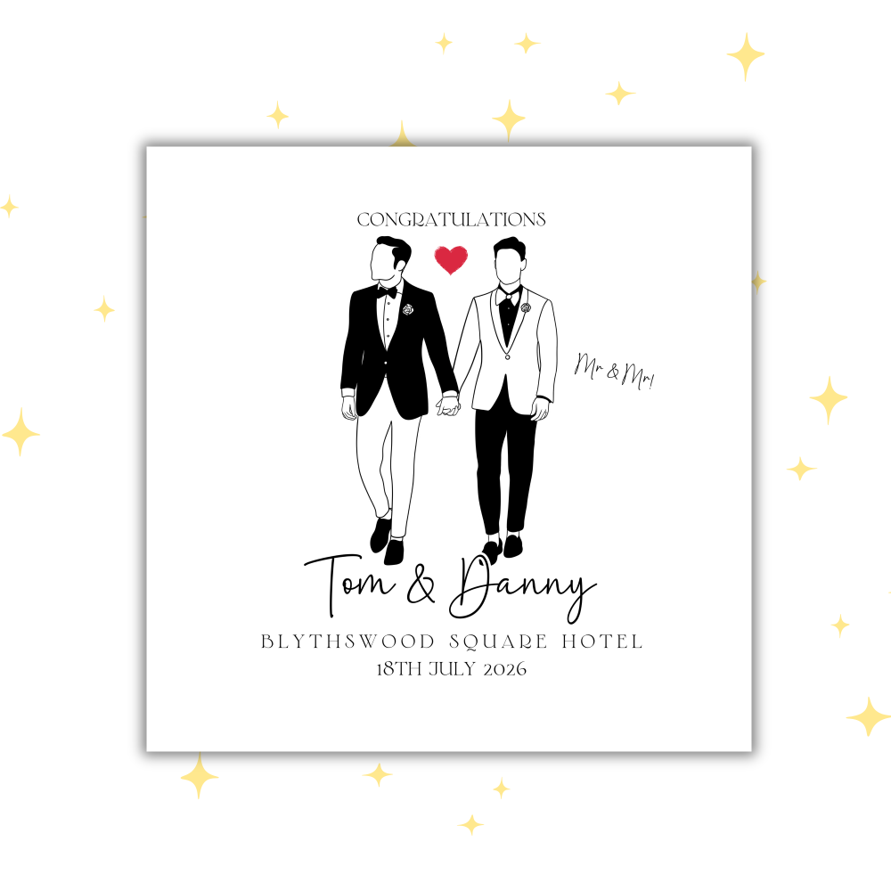 Personalised Wedding Card | Custom Groom & Groom Card | Keepsake