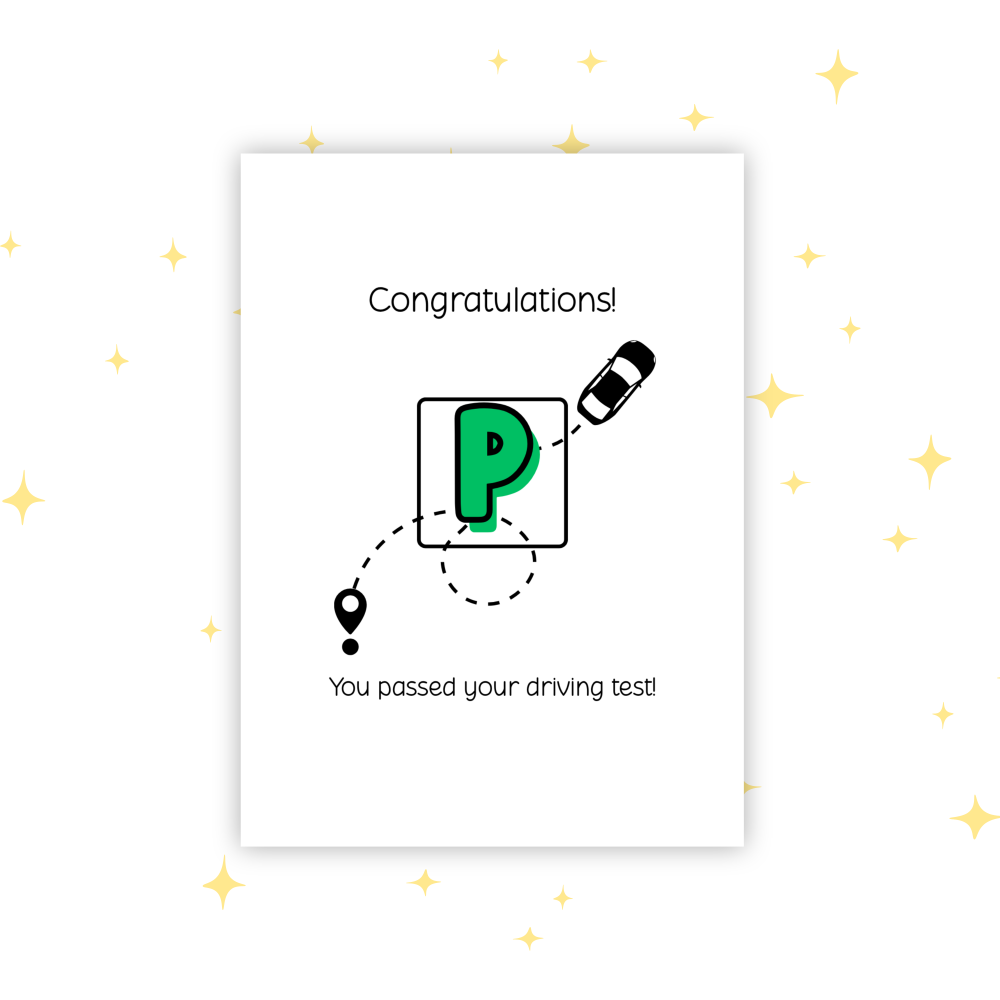 Congratulations You Passed Your Driving Test Card
