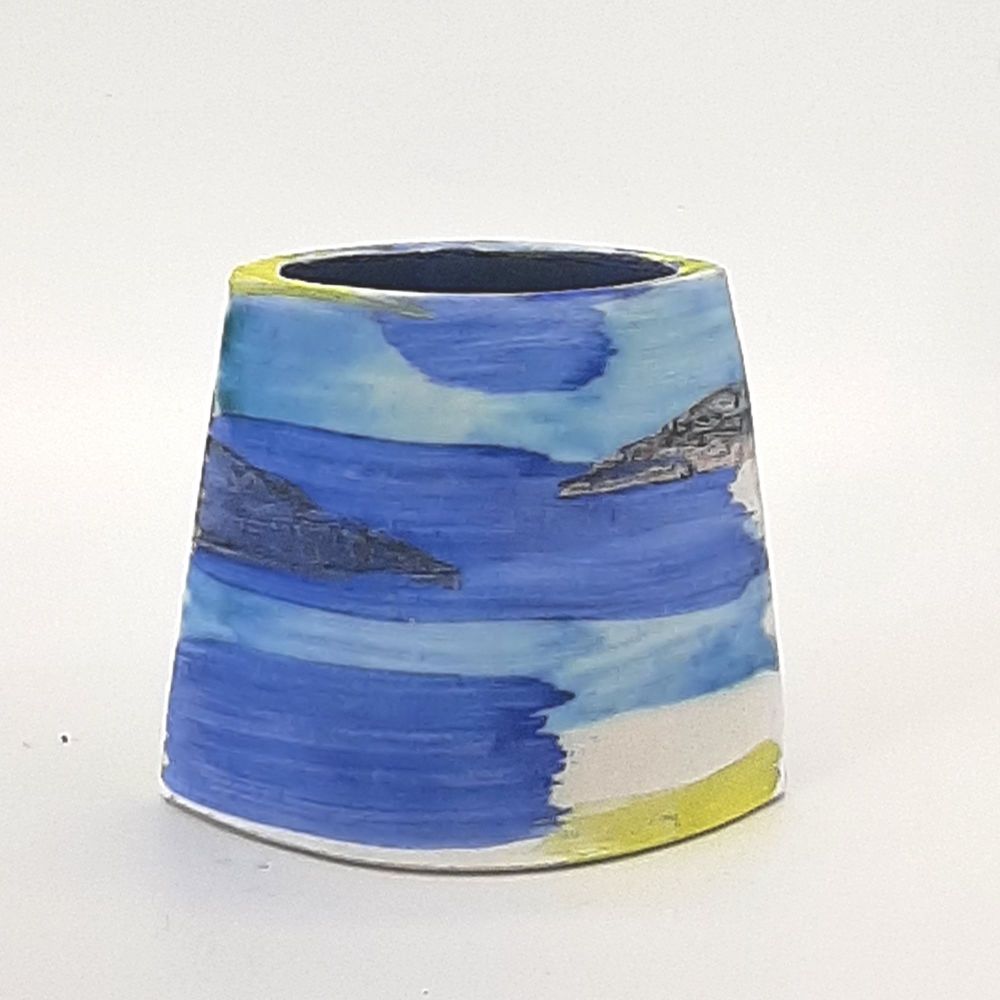 Small Blue Shore angled vase
