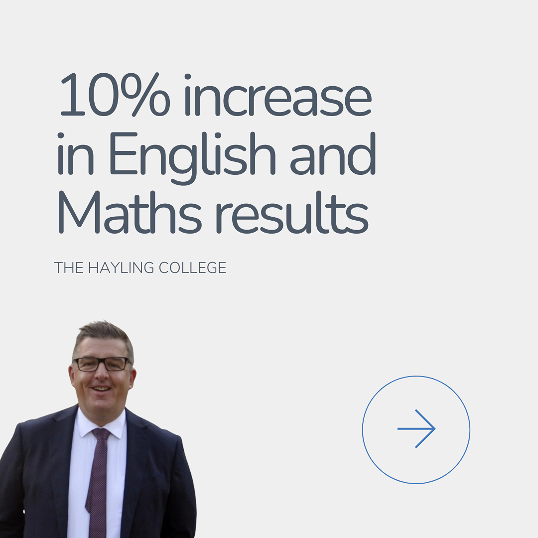 the hayling college pupil progress case study - 10% incresse in english and maths results