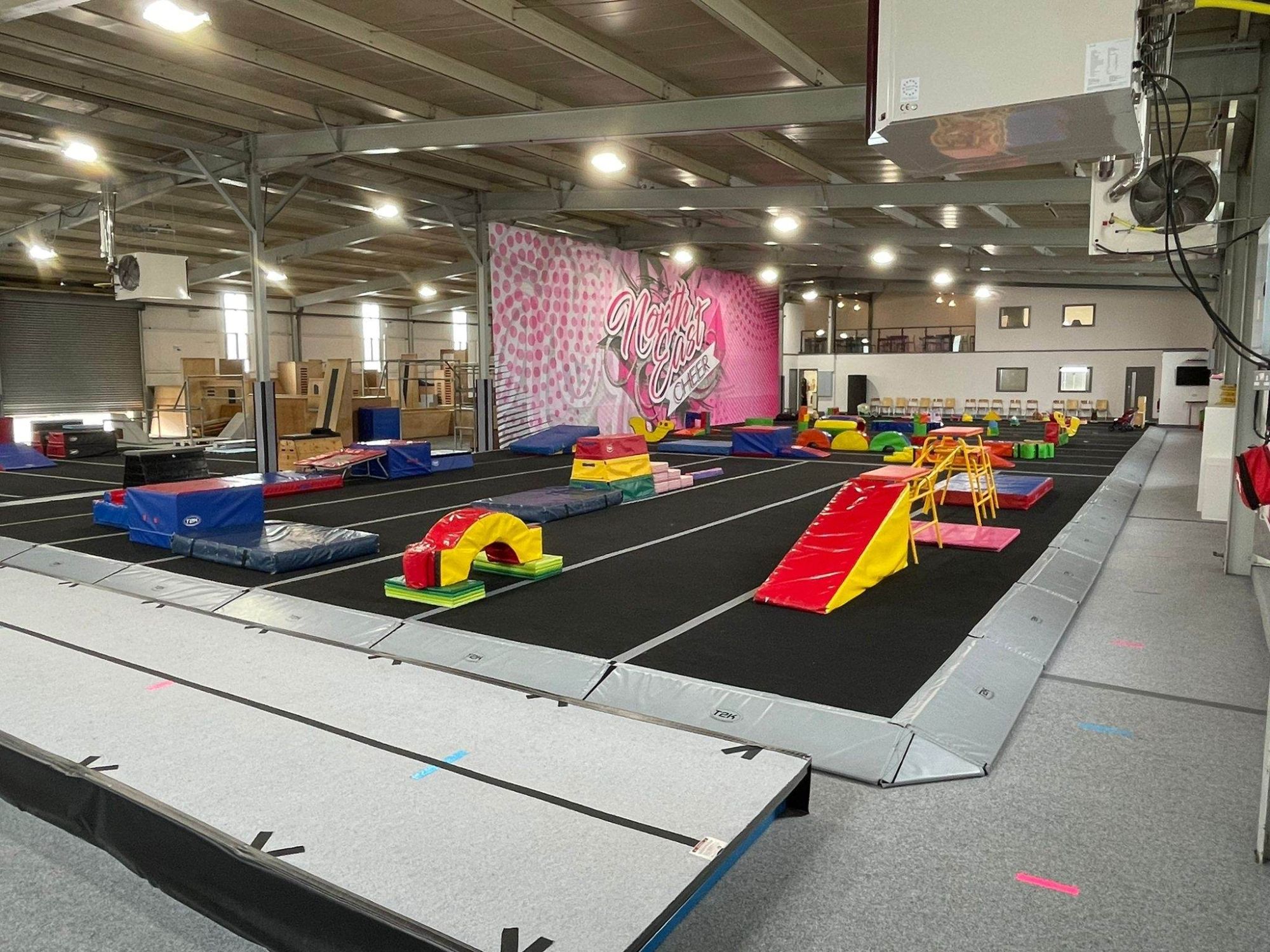 A gym full of climbing obstacles for young children.